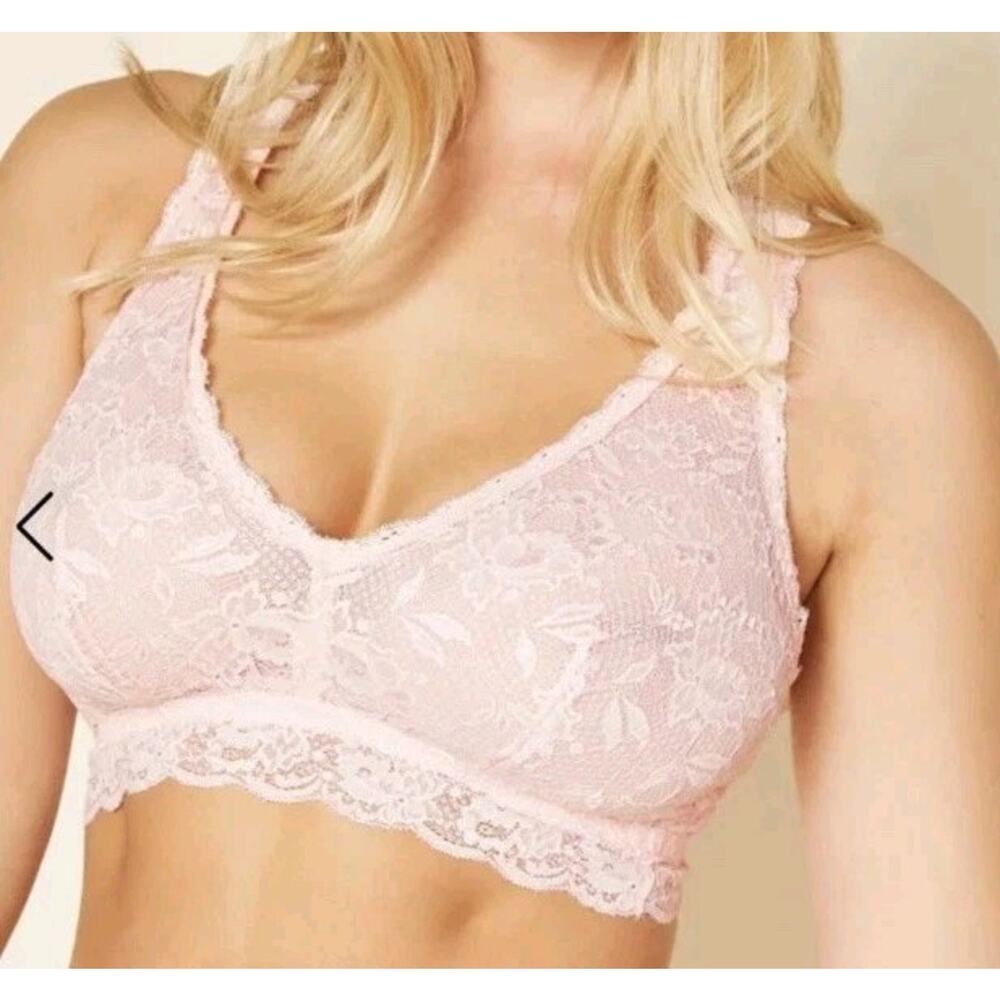 NEW Cosabella Never Say Never CURVY Racie Racerback Bralette XL Pink Lilly Lace